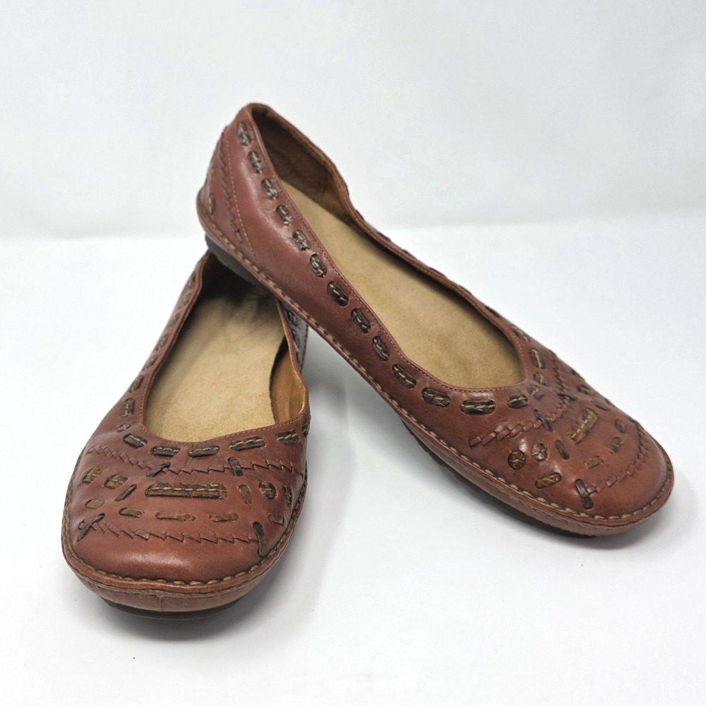 Clarks Artisan Brown Ballet Flat 9 Ethnic Hipster Boho Granola Casual Southwest
